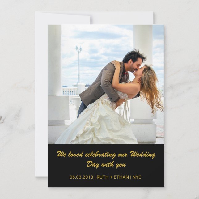 Carte de remerciement de mariage avec 2 photos - l (Devant)