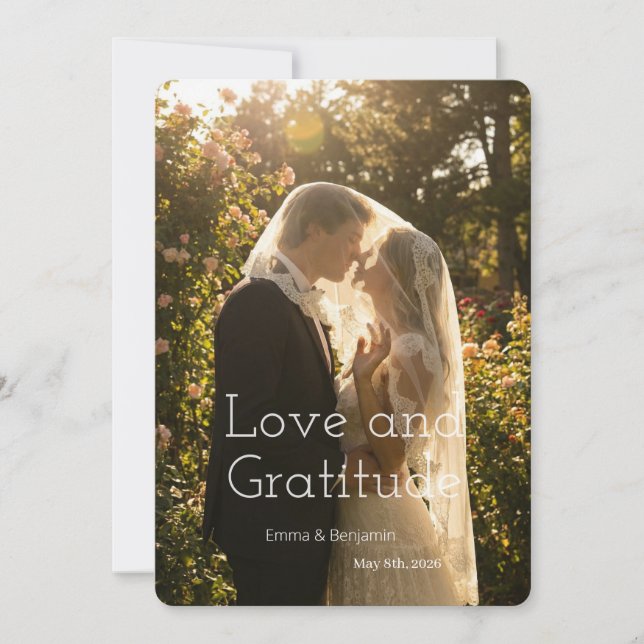 Carte de Remerciement de Mariage avec Écriture Rét (Devant)