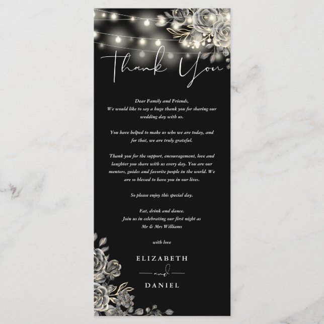 Carte de Remerciement de Mariage avec Lumières de  (Devant)