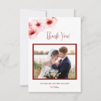 Carte de remerciement de mariage avec photo de fle