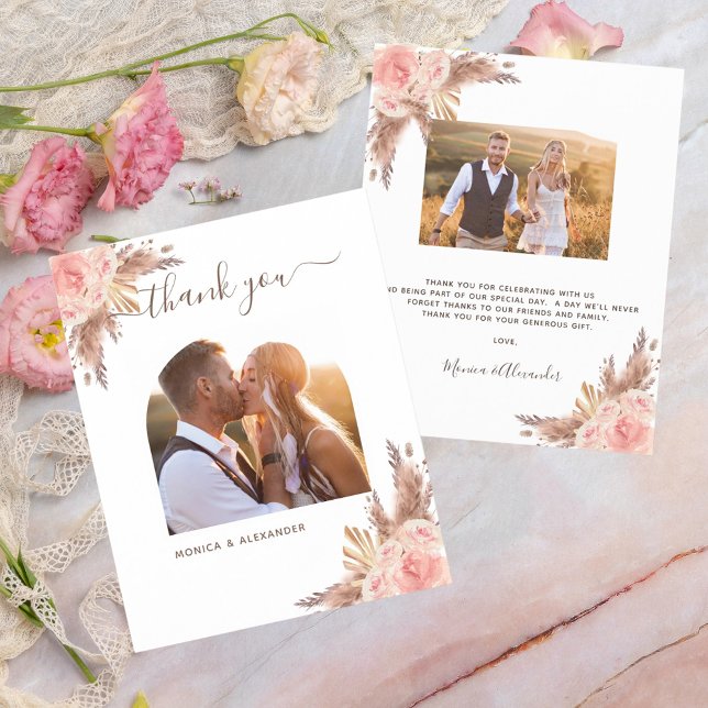 Carte de remerciement de mariage avec photo de her (Créateur téléchargé)