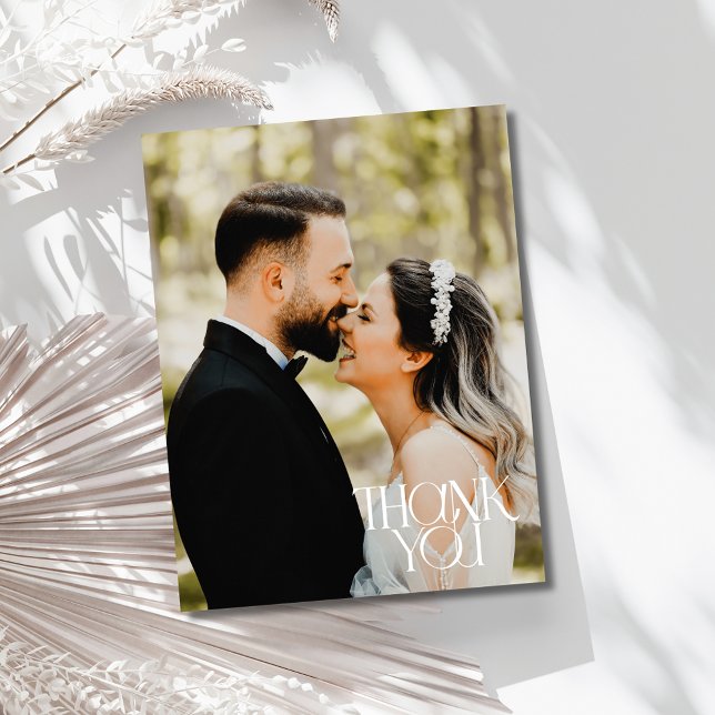 Carte de remerciement de mariage avec photo élégan (Modern Elegant Photo Wedding Thank You Card)