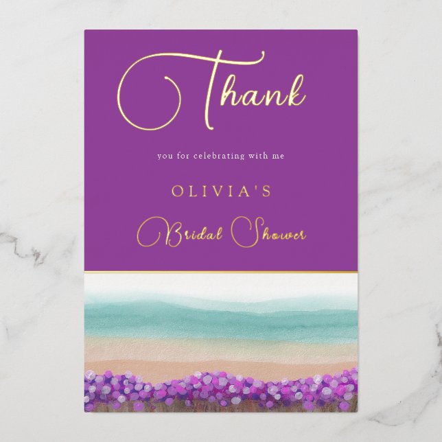 Carte de remerciement de mariage Azure Coast in Bl (Recto)