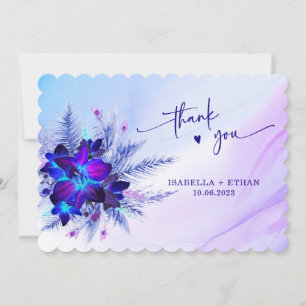 Carte de remerciement de mariage Blue Orchid