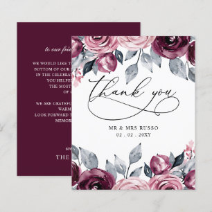 Carte de remerciement de mariage Budget Blush Burg