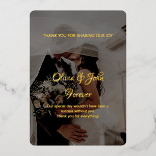 Carte de remerciement de mariage calligraphiée ave