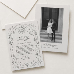 Carte de remerciement de mariage céleste vintage