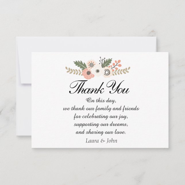 Carte de remerciement de mariage Classique Chic (Devant)
