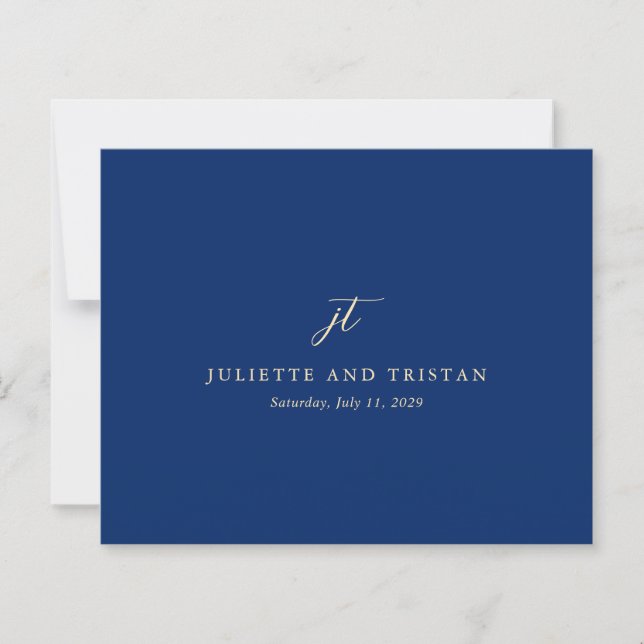 Carte de remerciement de mariage classique Navy et (Devant)