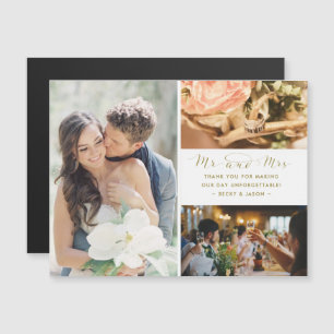 Carte de remerciement de mariage collage photo M.