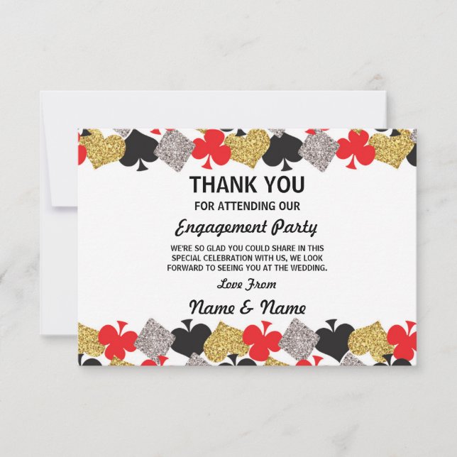 Carte de remerciement de mariage de casino de Las  (Devant)