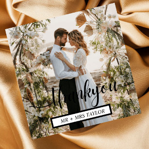 Carte de remerciement de mariage de photo de style