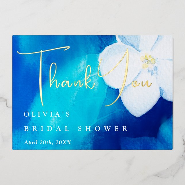Carte de remerciement de mariage de Shower de Prin (Recto)