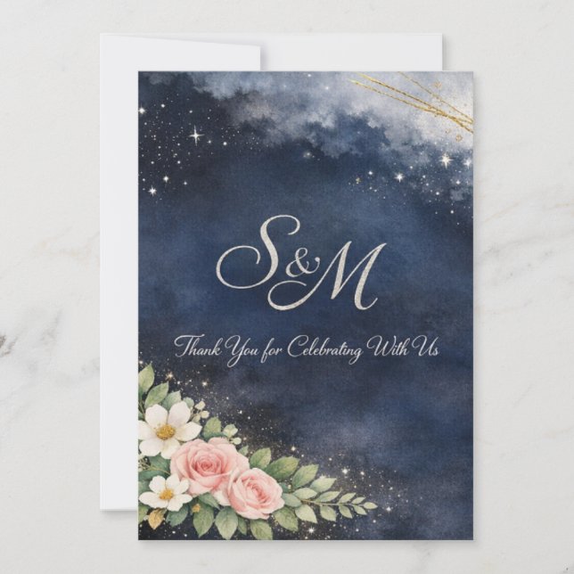 Carte de remerciement de mariage – Design élégant  (Devant)