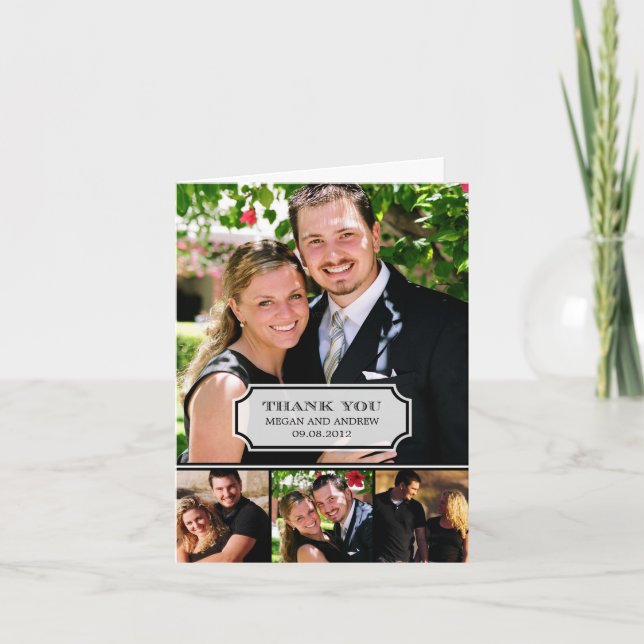 Carte de remerciement de mariage élégante (Devant)