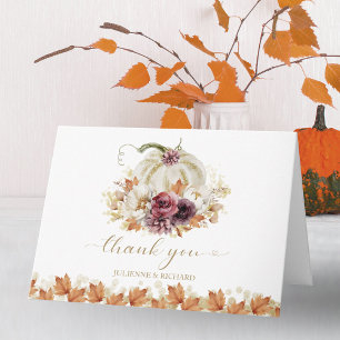 Carte de remerciement de mariage élégante automne