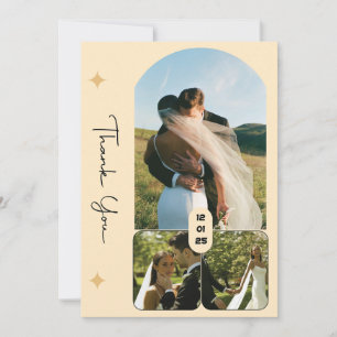 Carte de remerciement de mariage élégante avec 3 p