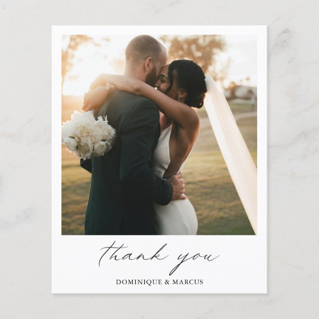 Carte de remerciement de mariage élégante avec cal (Devant)