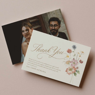 Carte de remerciement de mariage élégante avec fle
