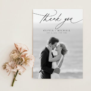 Carte de remerciement de mariage élégante avec pho