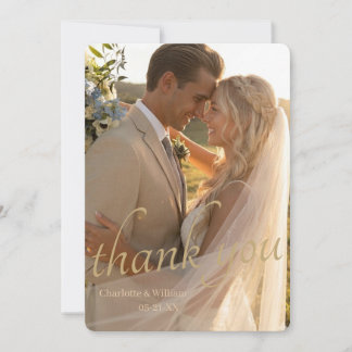 Carte de remerciement de mariage élégante avec pho