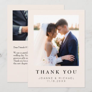 Carte de remerciement de mariage élégante avec pho
