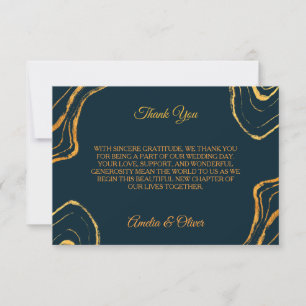 Carte de remerciement de mariage élégante bleu mar