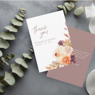 Carte de remerciement de mariage élégante Blush Pe