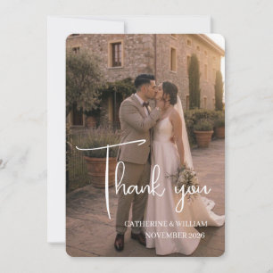 Carte de remerciement de mariage élégante et tradi