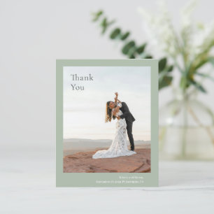 Carte de remerciement de mariage élégante vert sau
