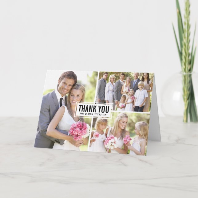 Carte de remerciement de mariage en collage de tro (Devant)