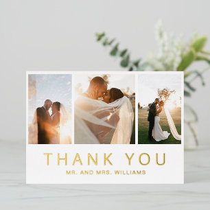 Carte de remerciement de mariage en collage photo 