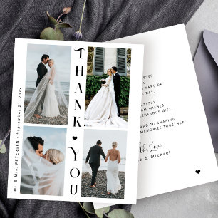 Carte de remerciement de mariage en collage photo 