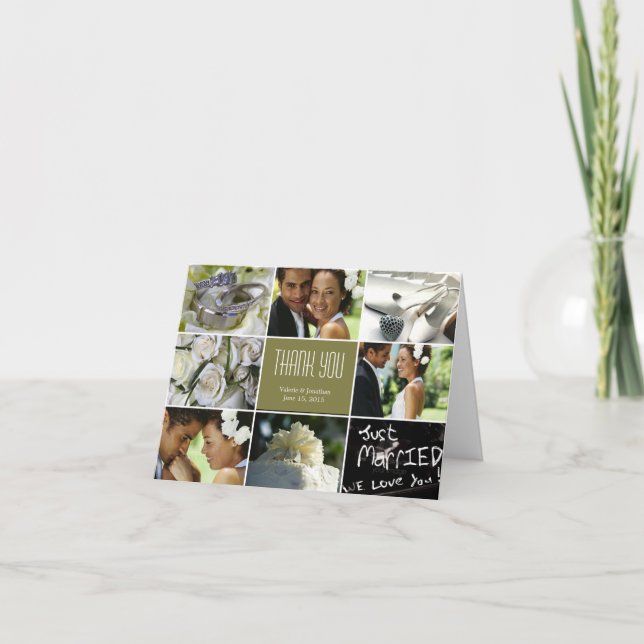 Carte de remerciement de mariage en collage - Saug (Devant)