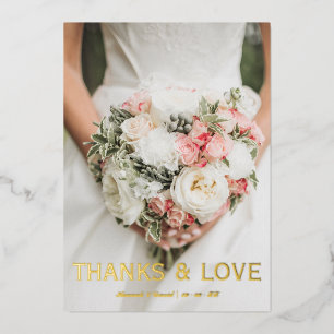 Carte de remerciement de mariage en feuille d'alum