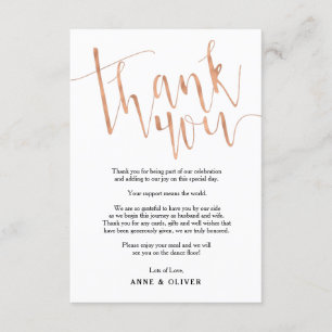 Carte de remerciement de mariage en rose gold