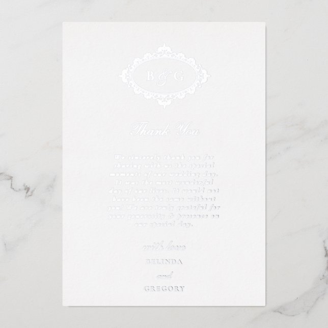 Carte de remerciement de mariage en véritable feui (Recto)