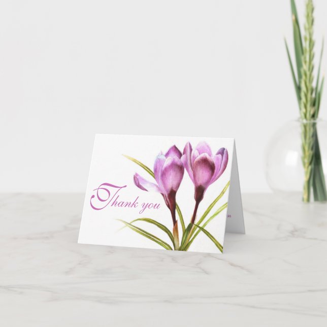 Carte de remerciement de mariage fleur pourpre de  (Devant)