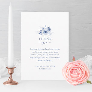 Carte de Remerciement de Mariage Fleurie Bleu Pous