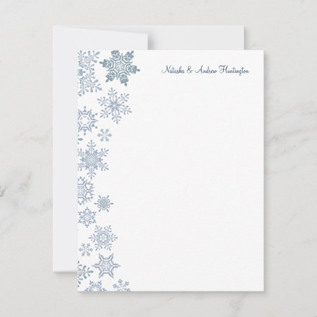 Carte de remerciement de mariage Flocons de neige  (Devant)