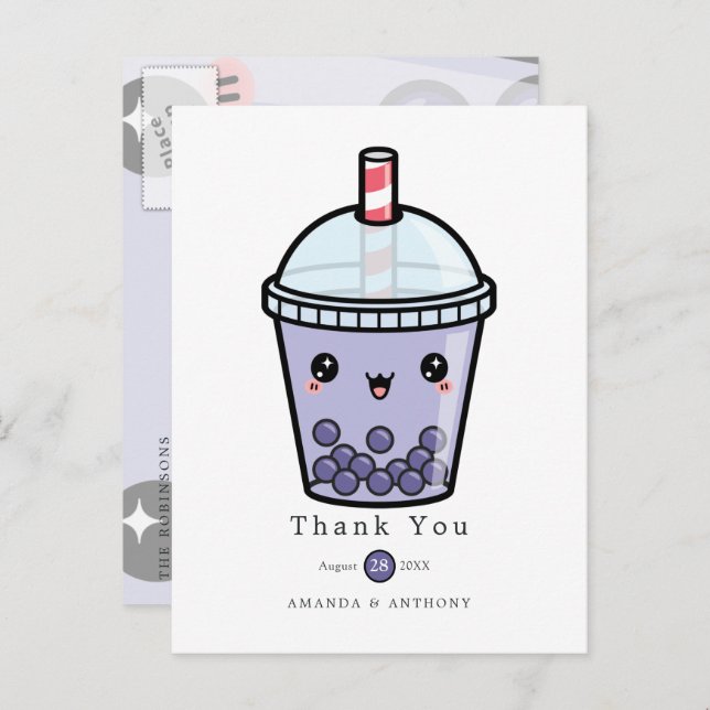 Carte de remerciement de mariage floral aquarelle  (Devant / Derrière)