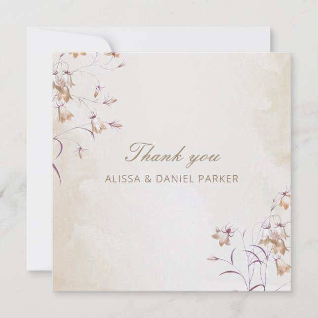 Carte de remerciement de mariage floral Boho (Devant)