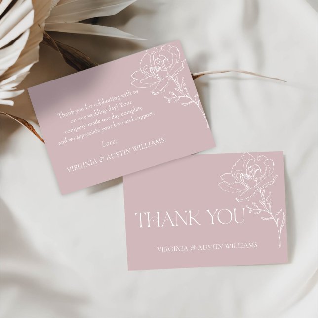 Carte de remerciement de mariage floral boho rose (Créateur téléchargé)