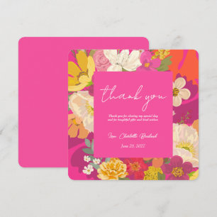 Carte de remerciement de mariage floral rose pour