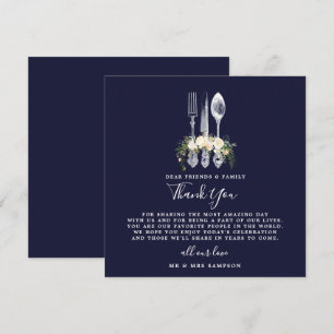 carte de remerciement de mariage florale marine