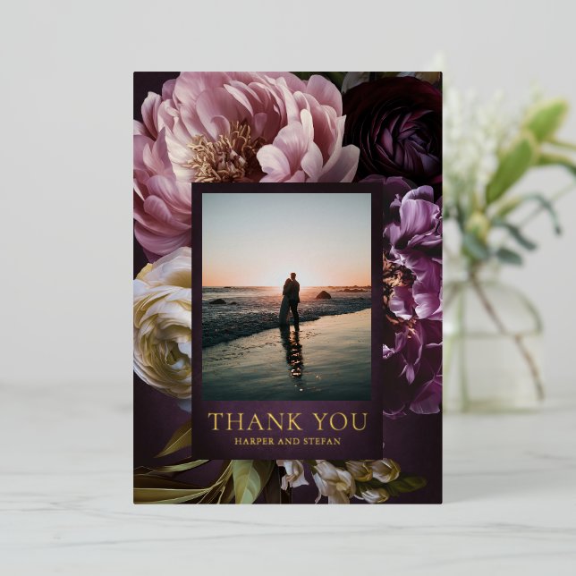 Carte de remerciement de mariage florale maximalis (Debout devant)