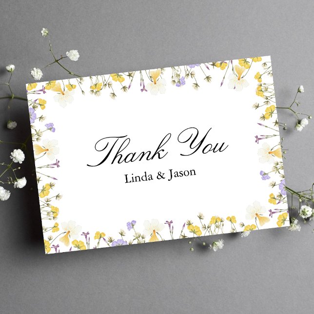 Carte de remerciement de mariage florale rustique  (Personalized rustic floral thank you card shares warm gratitude with a charming touch.)