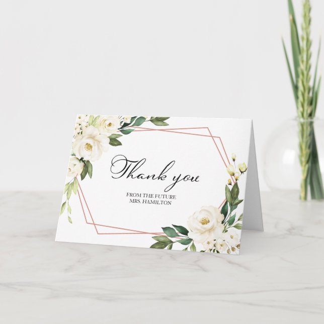 Carte de remerciement de mariage géométrique avec  (Devant)