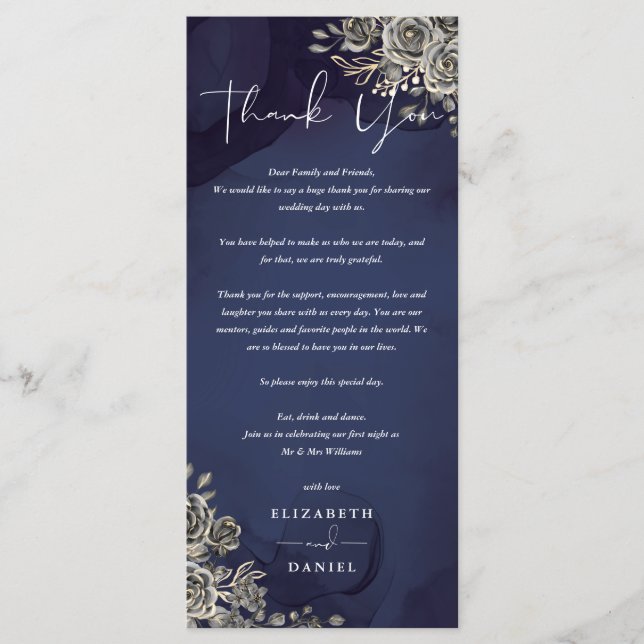 Carte de remerciement de mariage gothique bleu min (Devant)