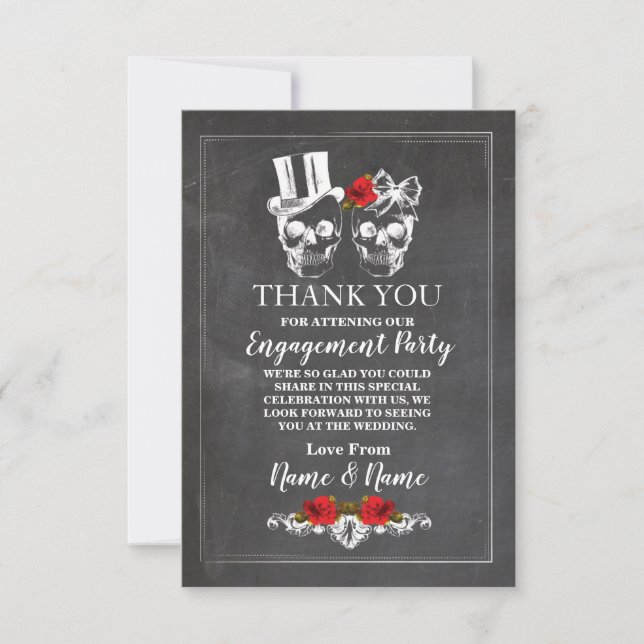 Carte de remerciement de mariage Halloween Crânes  (Devant)